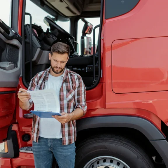 Truck Driver Checking Shipment List